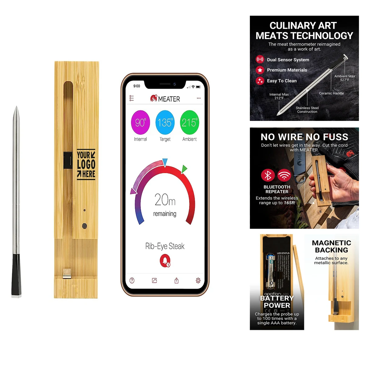 165ft Bluetooth Wireless Range Wireless Smart Meat Thermometer 1