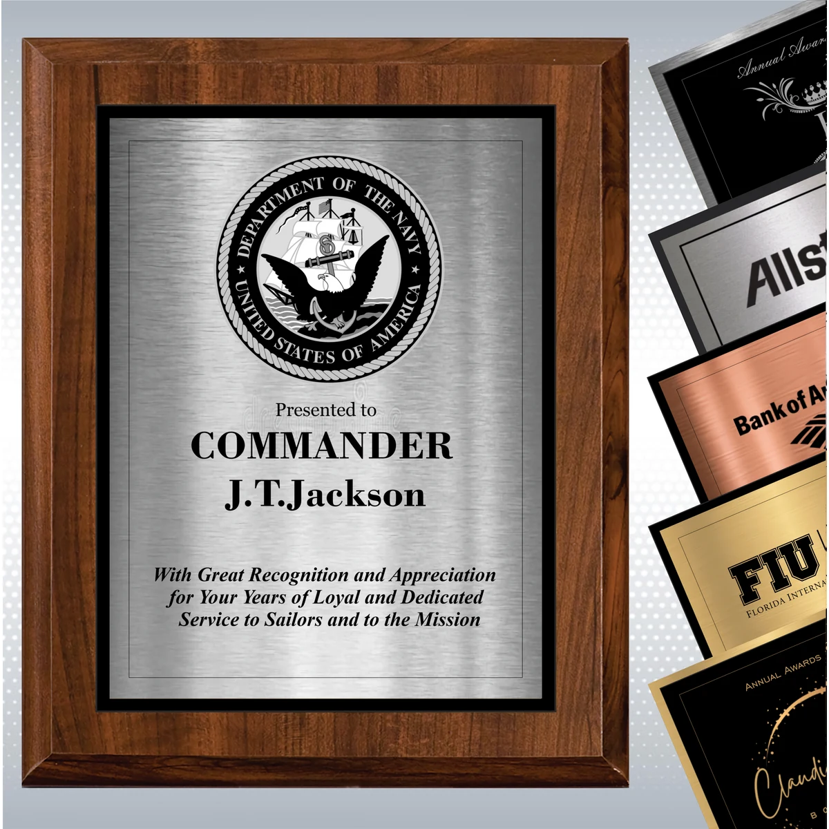 Cherry Finish Plaque w/ Double Engraved Plate 1