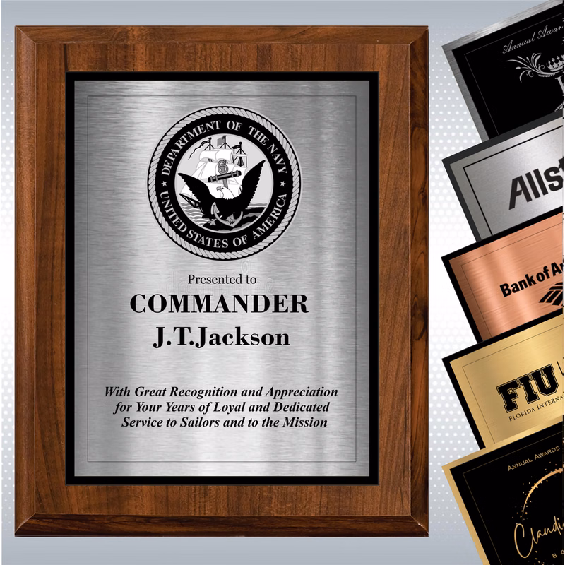 Cherry Finish Plaque w/ Double Engraved Plate