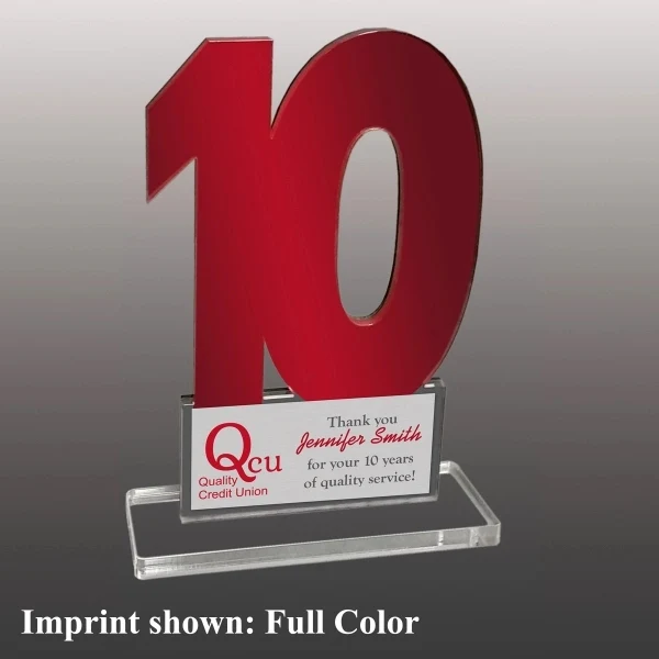 Number Ten Shaped Acrylic Award - Full Color 1