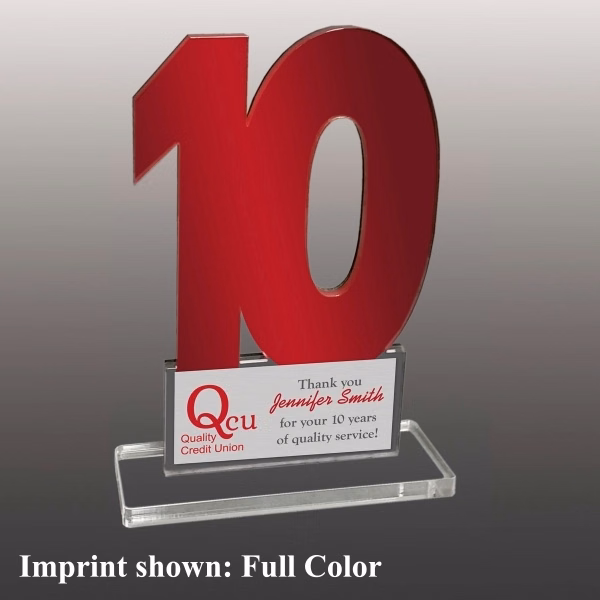 Number Ten Shaped Acrylic Award - Full Color