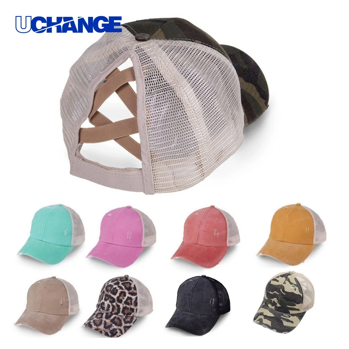 Ladies Vintage Crisscross Ponytail Mesh Baseball Cap for Fashion and Outdoor Use 1
