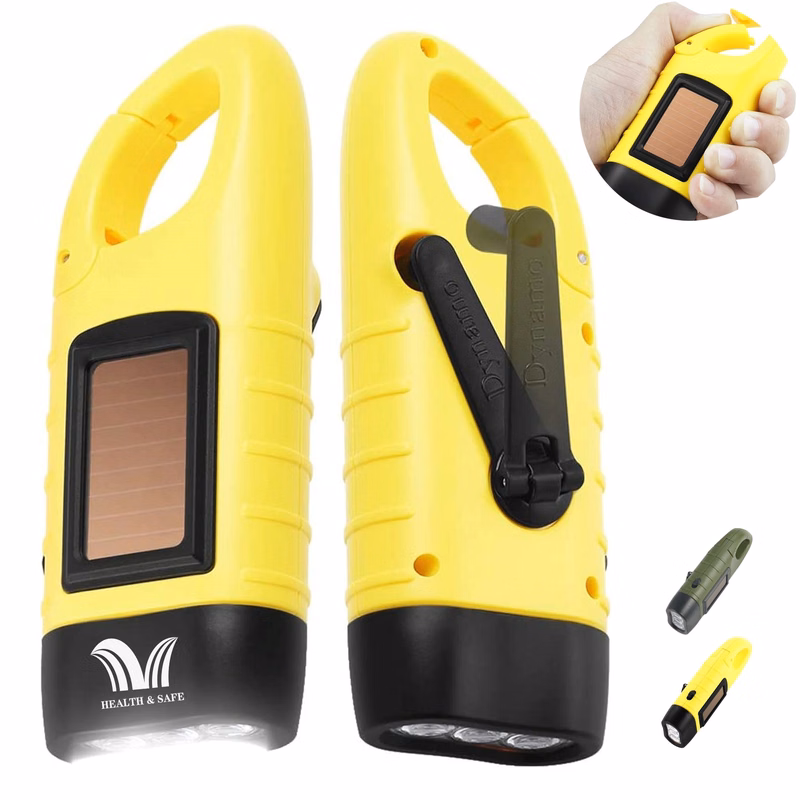 Hand Crank Solar LED Flashlight
