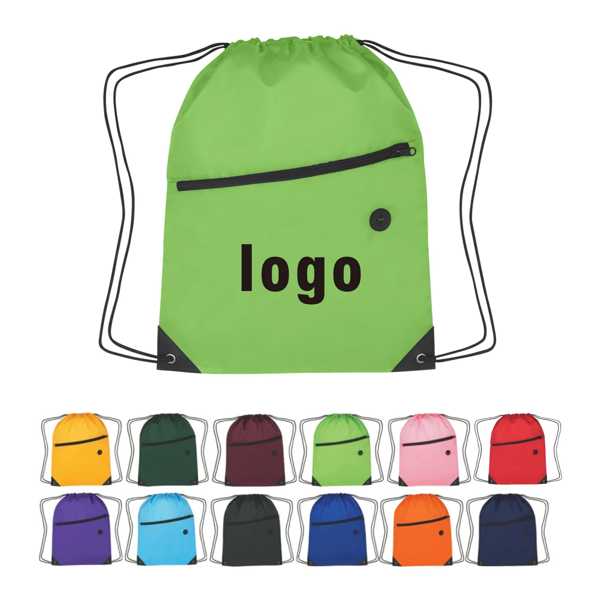 Drawstring Bag with Front Zipper 1