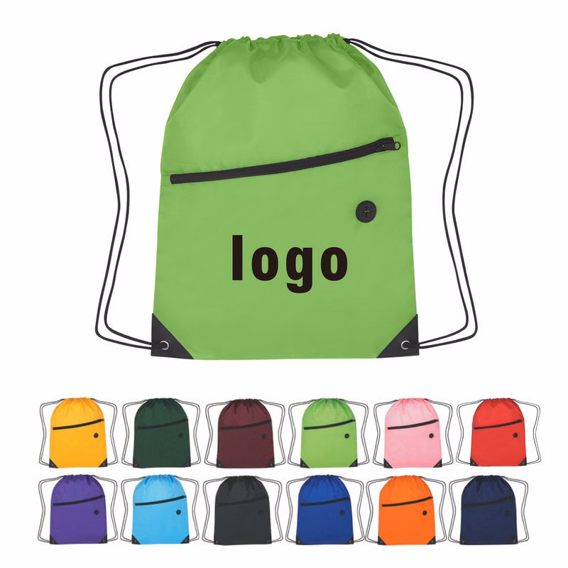 Drawstring Bag with Front Zipper