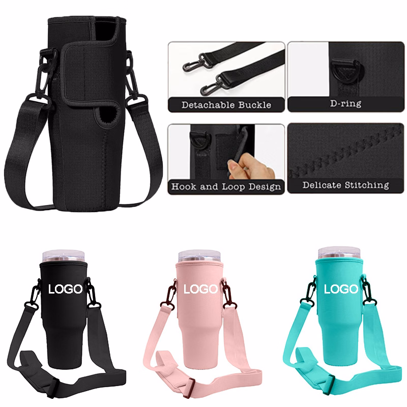 Water Bottle Holder Portable Sleeve W/ Adjustable Strap