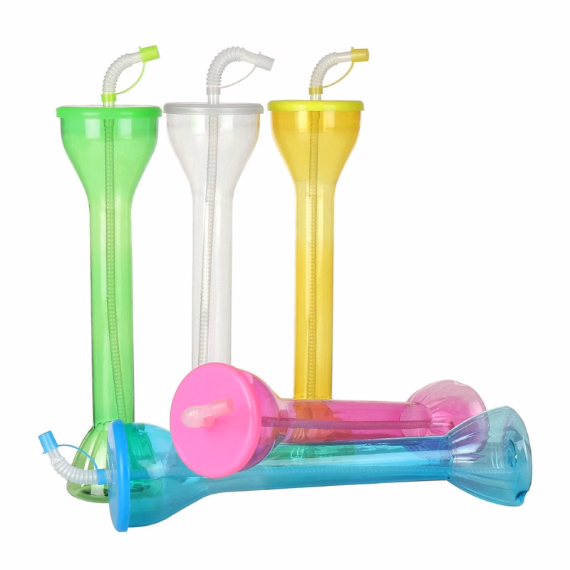 Plastic Yard Cup with Lid and Straw