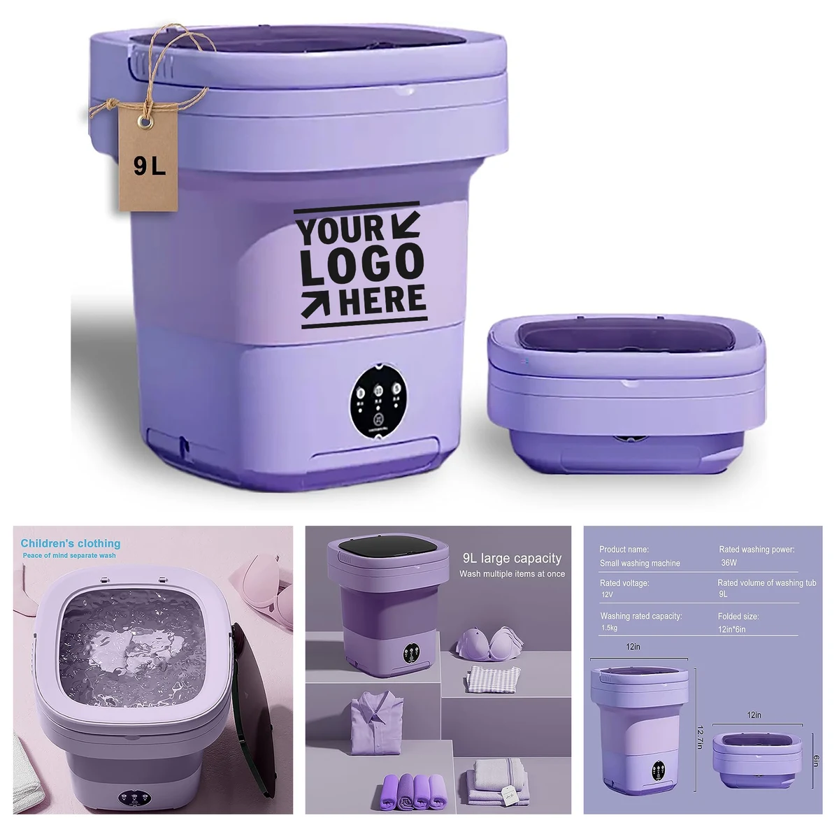 9L Large Capacity Small Portable Clothing Socks Foldable Washing Machine with Spin-Dry Basket 1