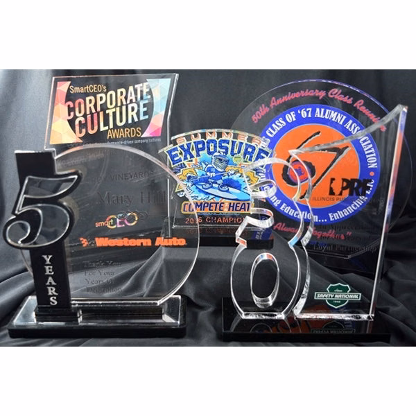 Custom Shaped Acrylic With Full Color Print On Black Acrylic Base