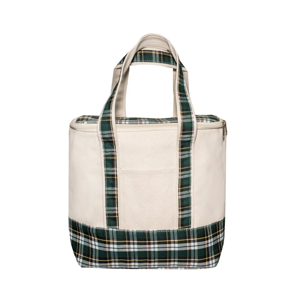 18 oz Insolated Plaid Cooler Tote 1