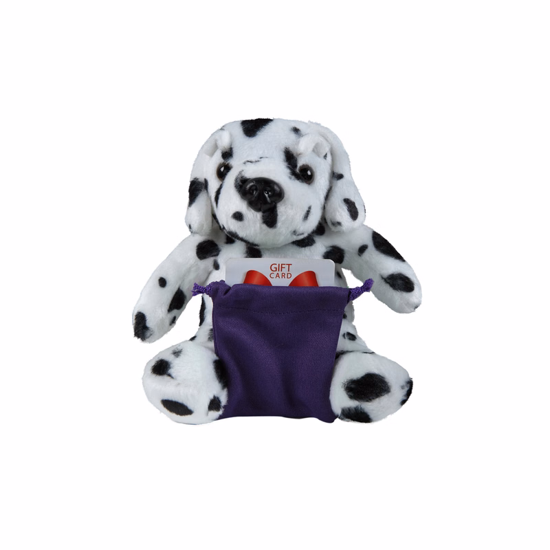 soft plush Dalmatian with gift card sack
