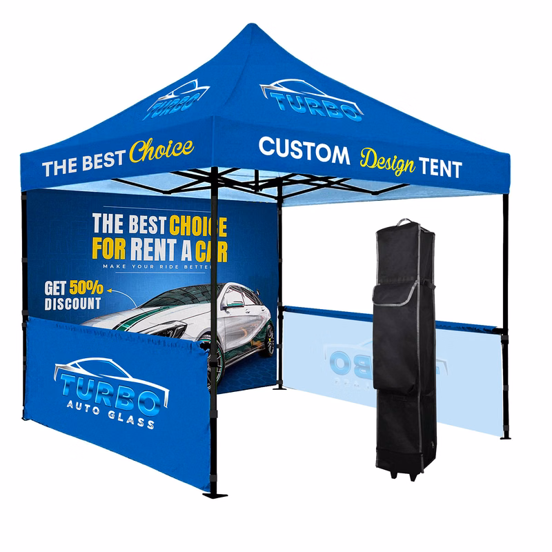 10'X10' Commercial Steel Frame Tent Kit w/ Full Back Wall+2 Half Side Walls