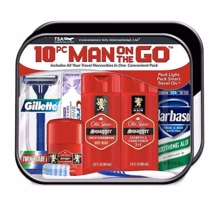 Men's Man On-The-Go Travel Kit 10 Pieces