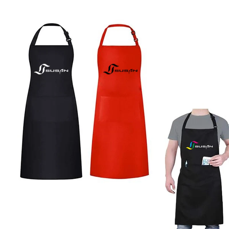 Adjustable Bib Waterdrop Resistant Kitchen Aprons w/ 2 Pocke 1