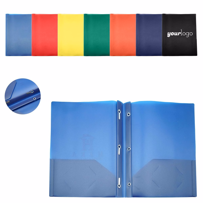 Two Pocket Plastic Document Organizer with Clips
