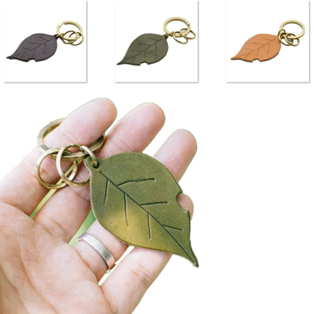 Leaf Shape Leather Key Ring Key Chain 1