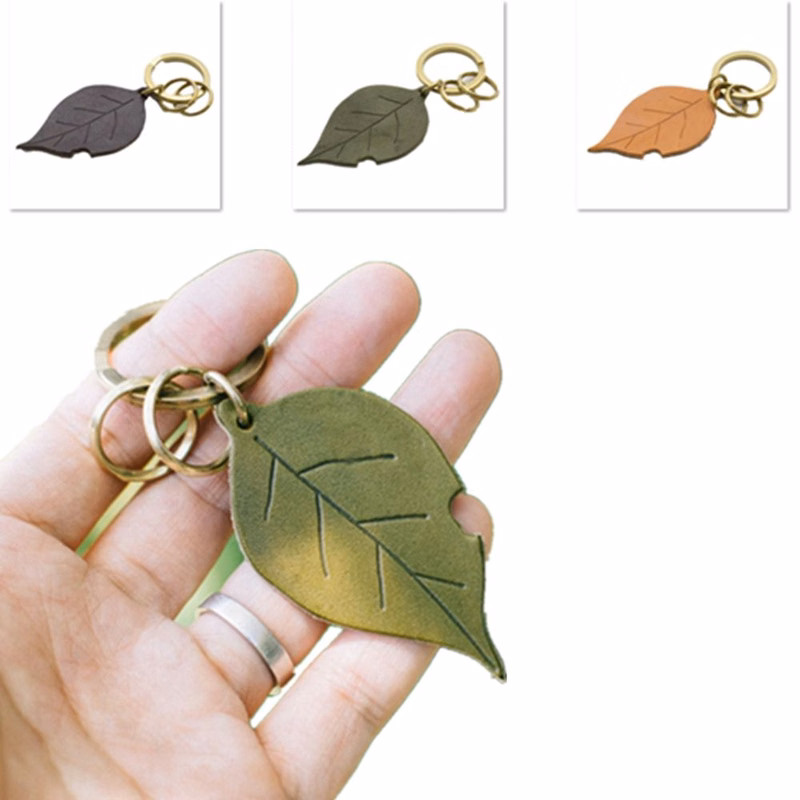 Leaf Shape Leather Key Ring Key Chain