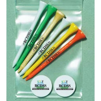 Pro Elite Gold Standard Poly Bag Pack w/ 6 Tees & 2 Markers (3 1/4") 1