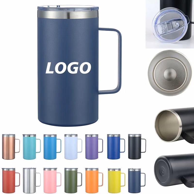 24 oz Stainless Steel Coffee Travel Mug with Lid and Handle