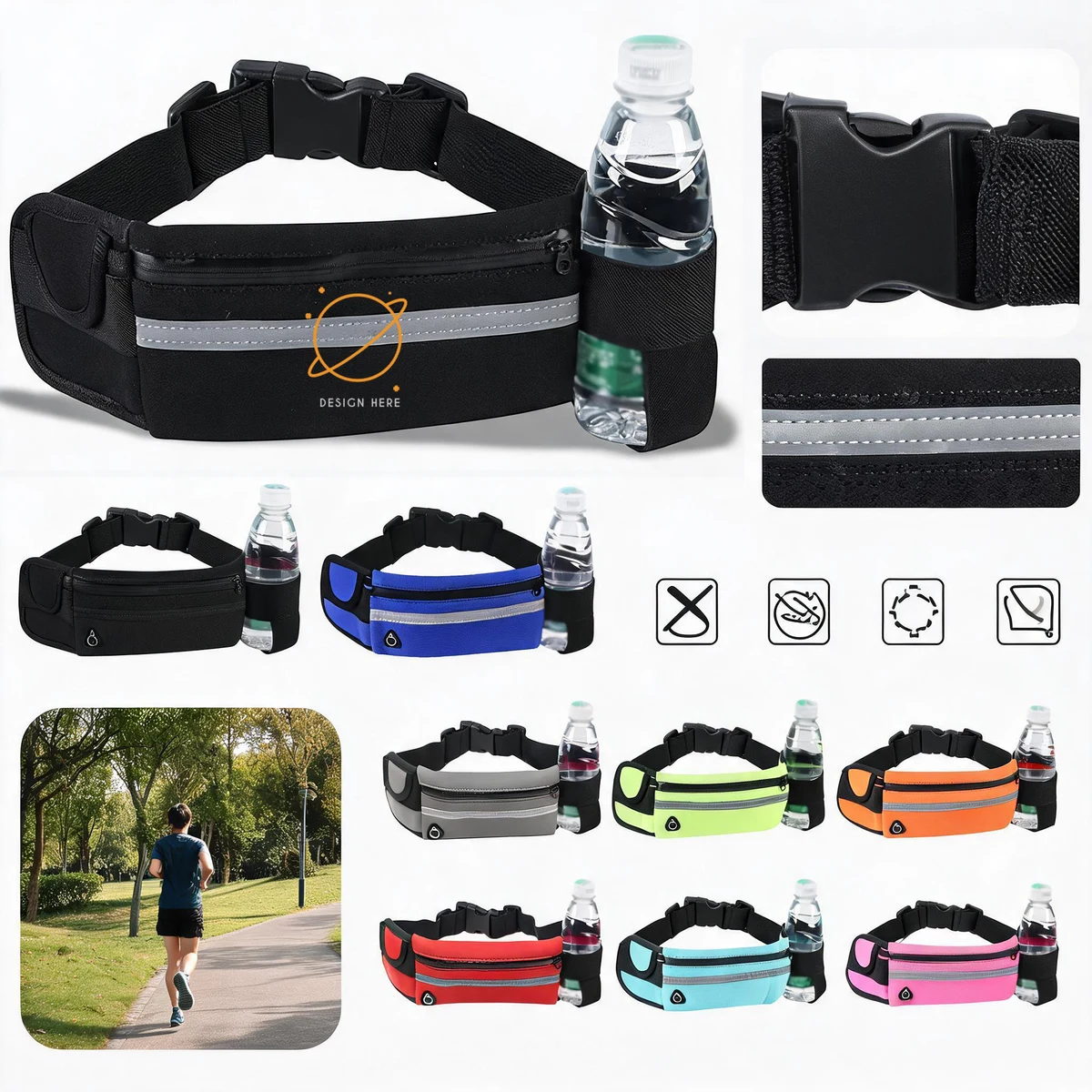 Running Waist Belt with Water Bottle Holder 1