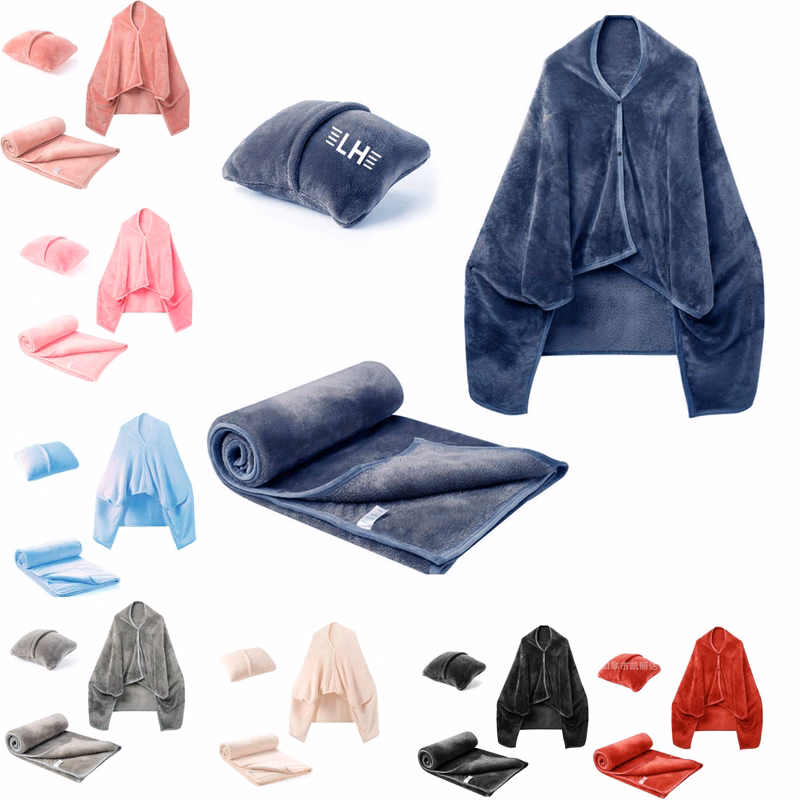 Multipurpose 3 in 1 Flannel Shawl Blanket Pillow