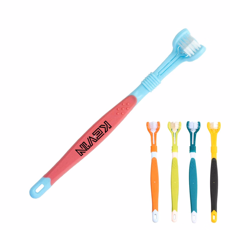 Plastic Oral Cleaning Care Three-headed Pet Toothbrush