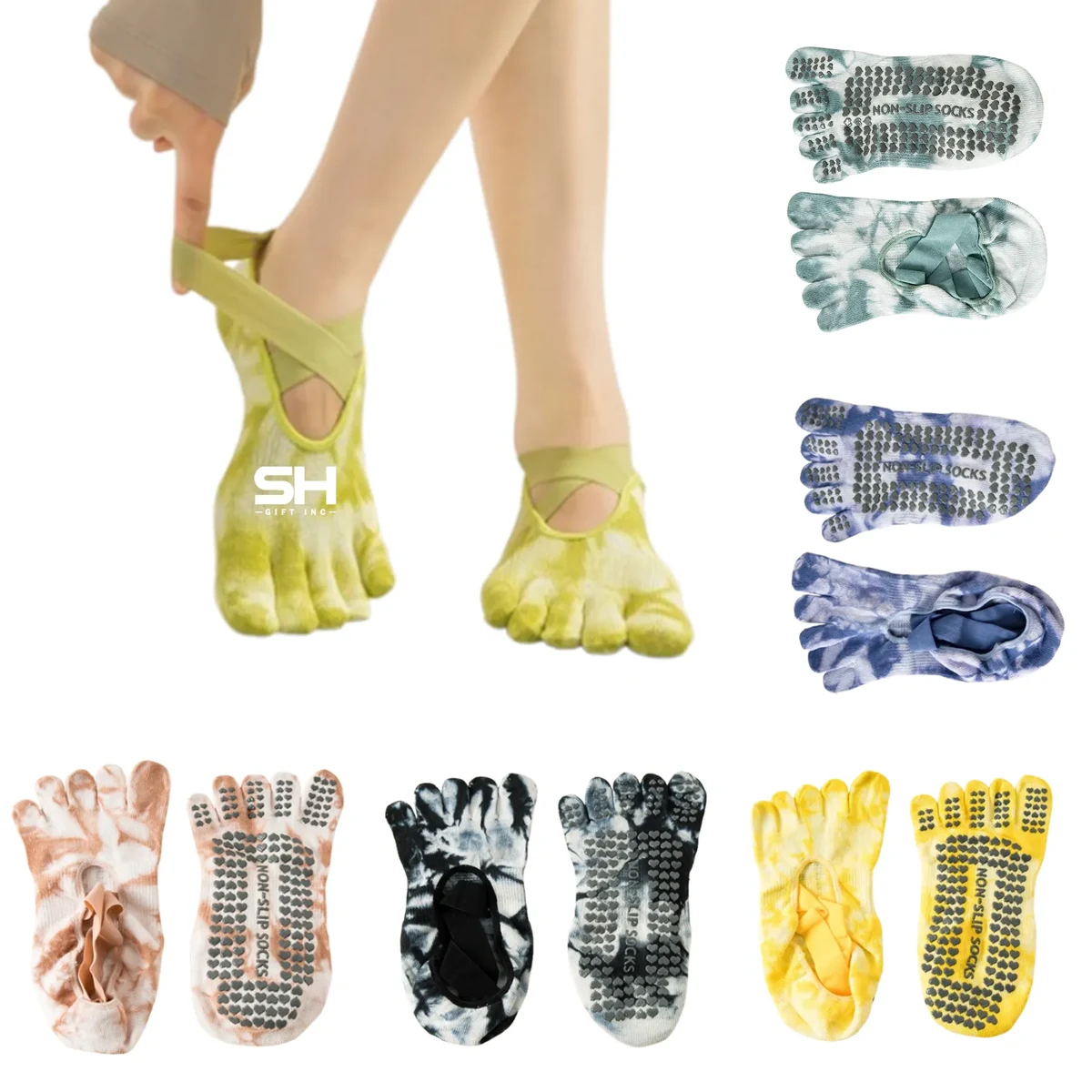 Full Toe Yoga Socks With Non-Slip Grips 1