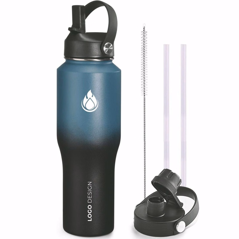 Hydro Travel Flask w/ Straw and Spout l,32oz Insulated Water Bottle with Straw fit in Car Cup Holder