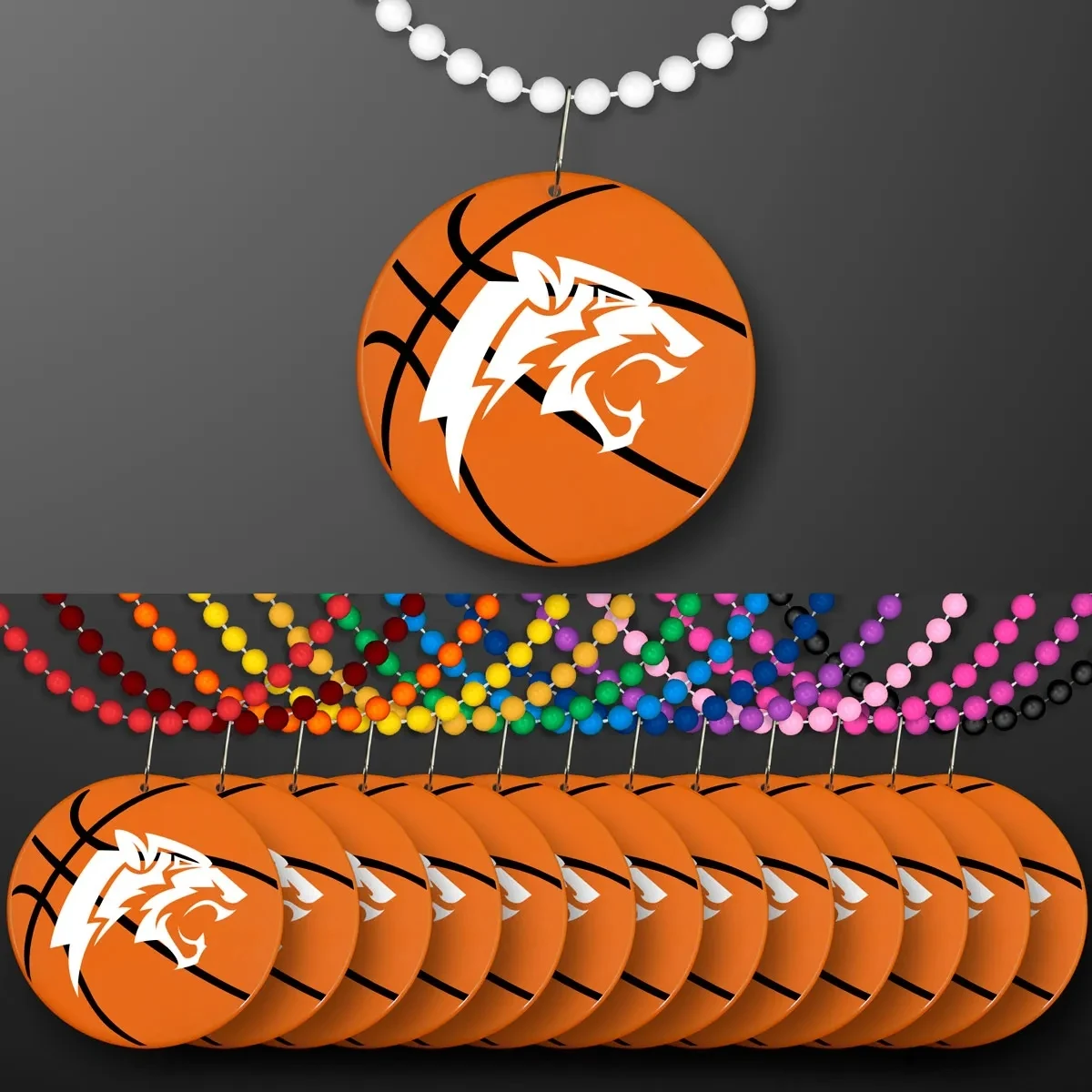 Basketball Medallion on Beads Necklace (NON-Light Up) 1