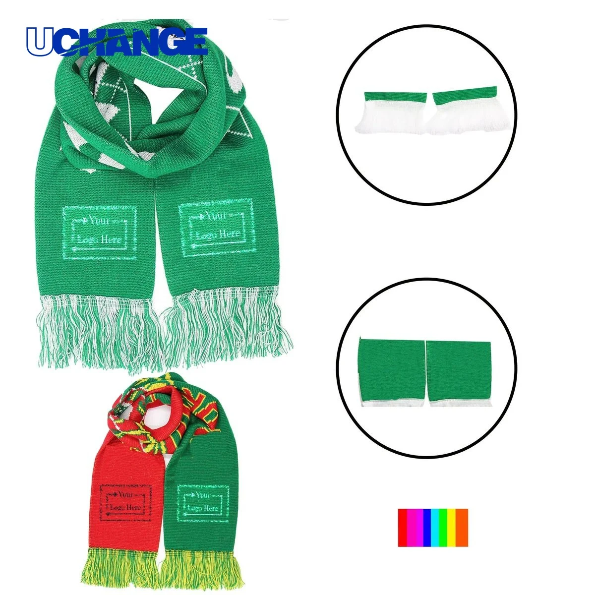 Jacquard Stadium Knit Scarf with Fringe 1