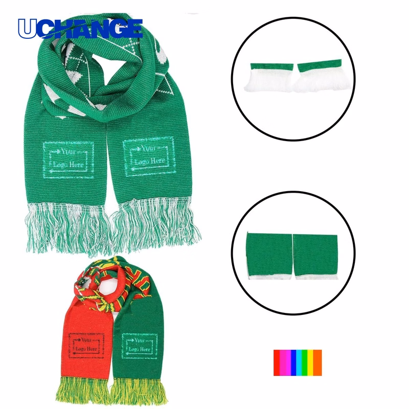 Jacquard Stadium Knit Scarf with Fringe
