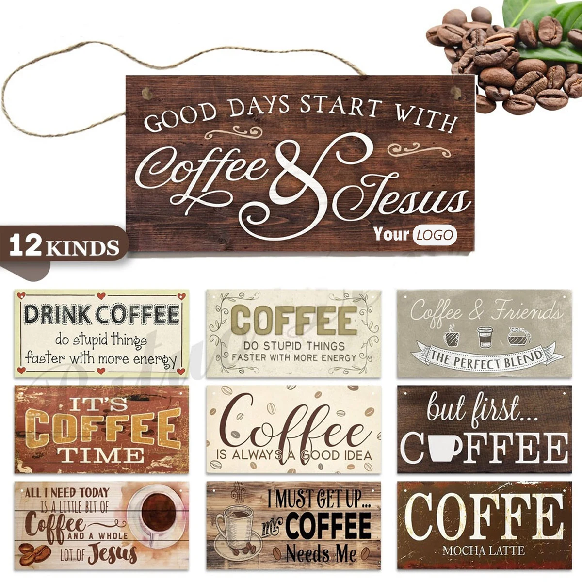 Wood Handcrafted Coffee Listing ?C Perfect For Kitchen Decor 1