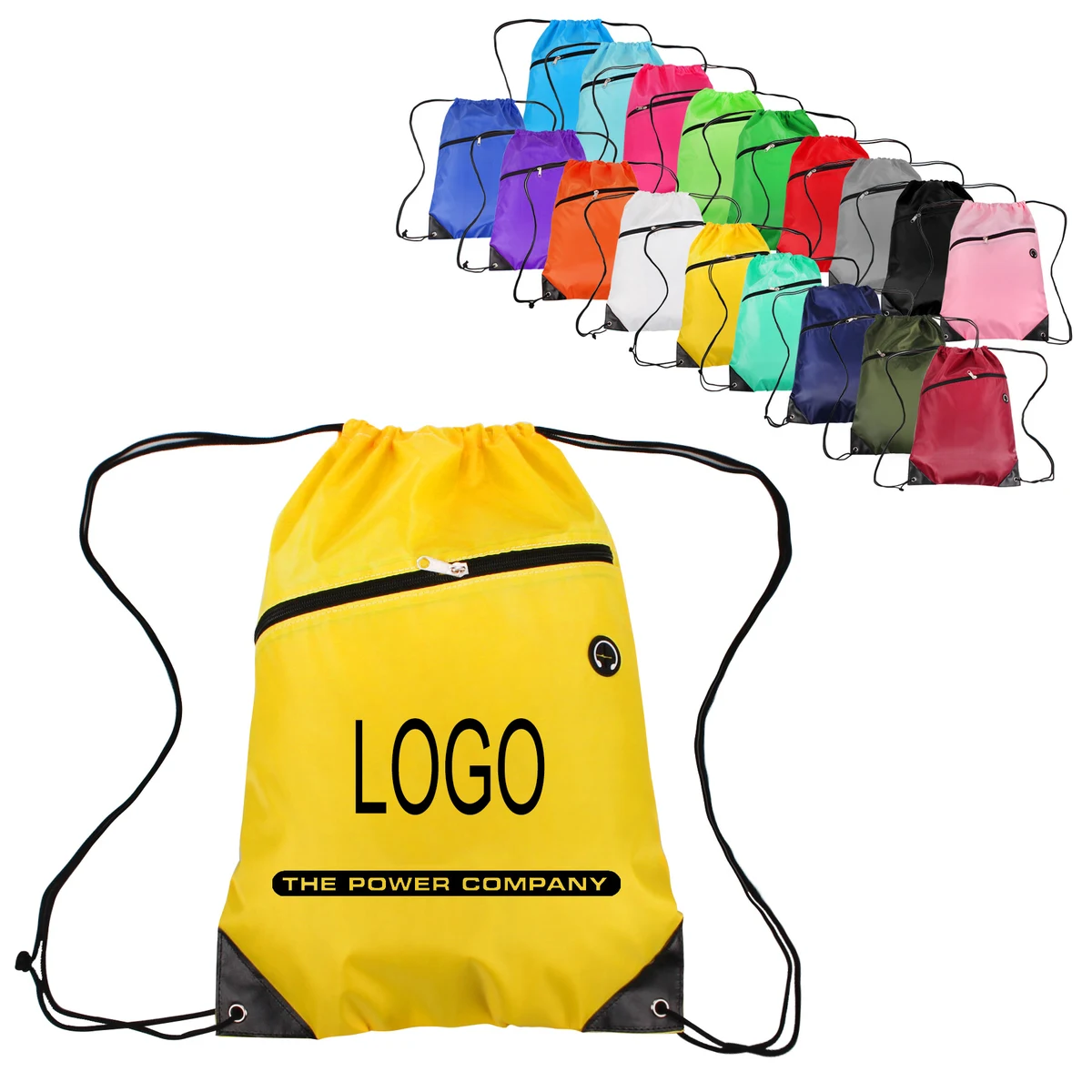 Drawstring Backpack with Front Independent Zipper Pocket 1