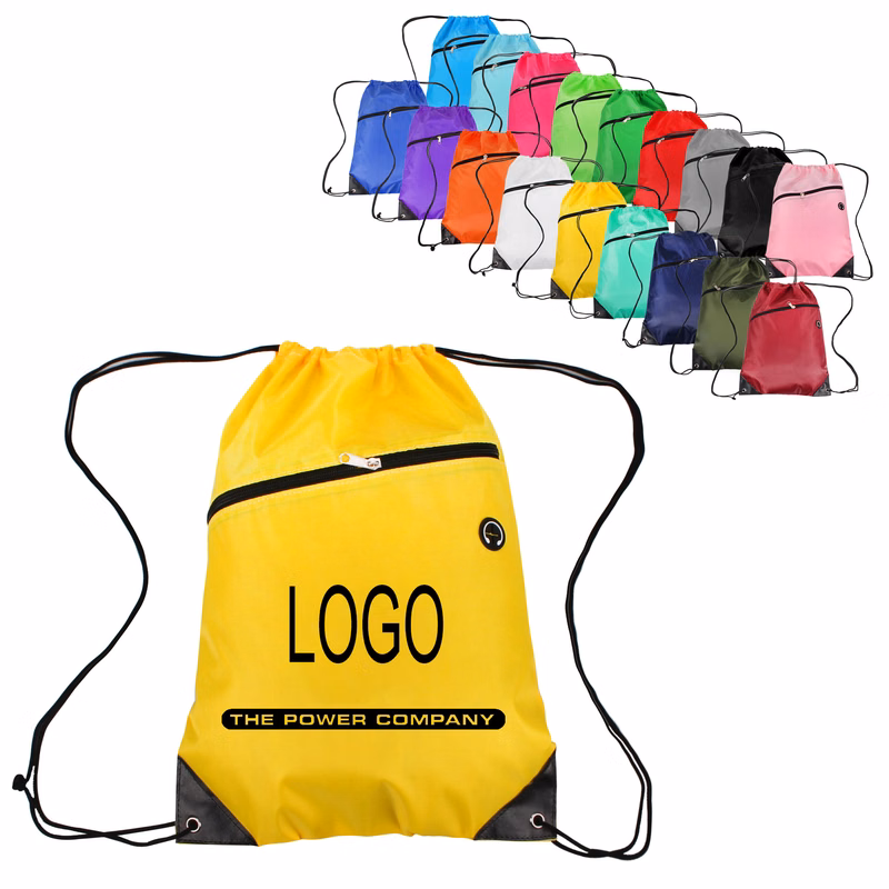 Drawstring Backpack with Front Independent Zipper Pocket