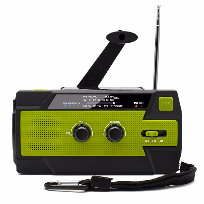 Emergency Weather Radio & Hand Crank Flashlight Solar