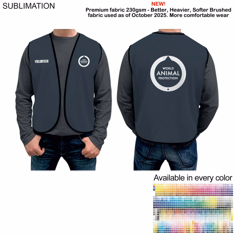 Domestic Made VOLUNTEER Poplin Vest, Fully Sublimated front and back, Available in Every Color