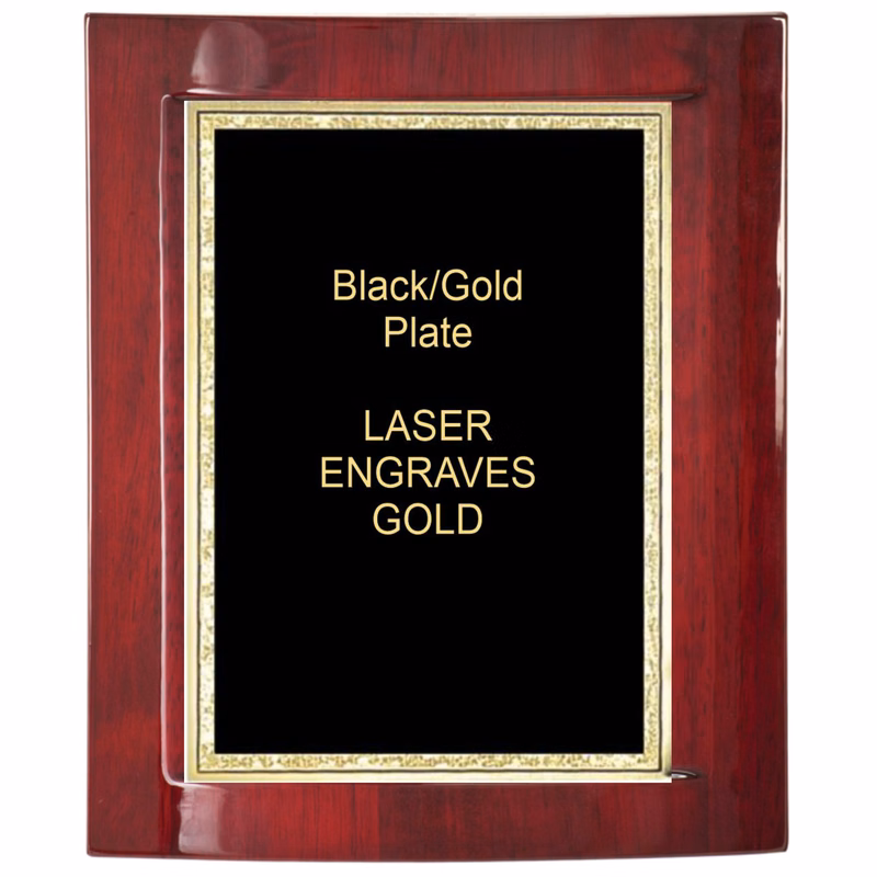 7-1/2" x 9" Rosewood Piano Finish Eclipse Plaque with a Black Florentine Plate