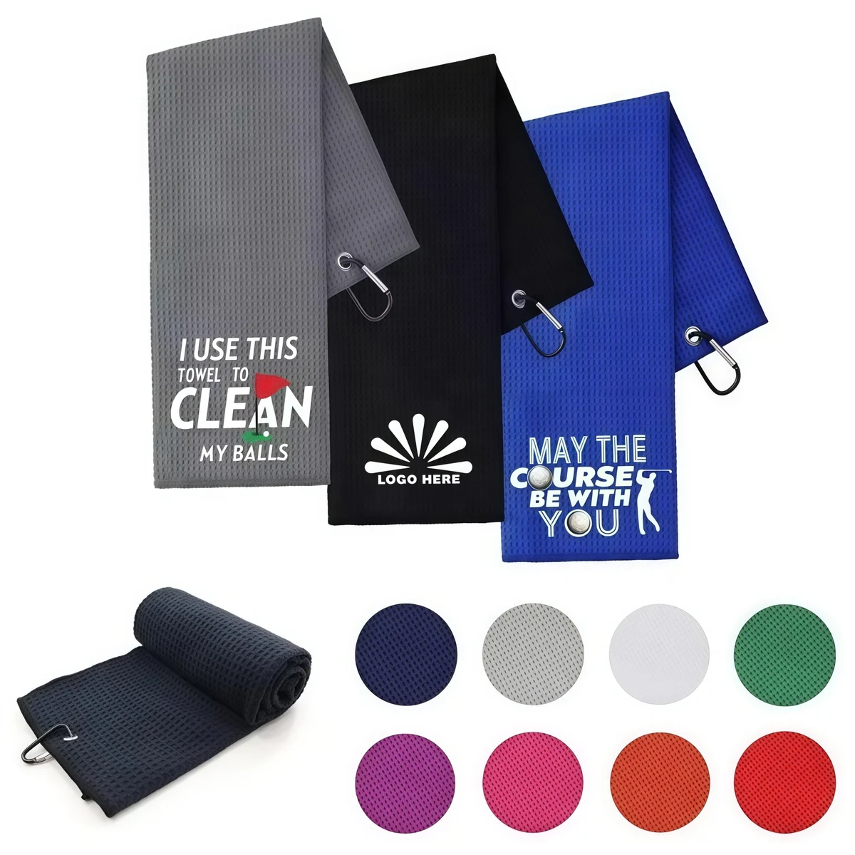 3 Holes Customized Tri-fold Golf Towel 1