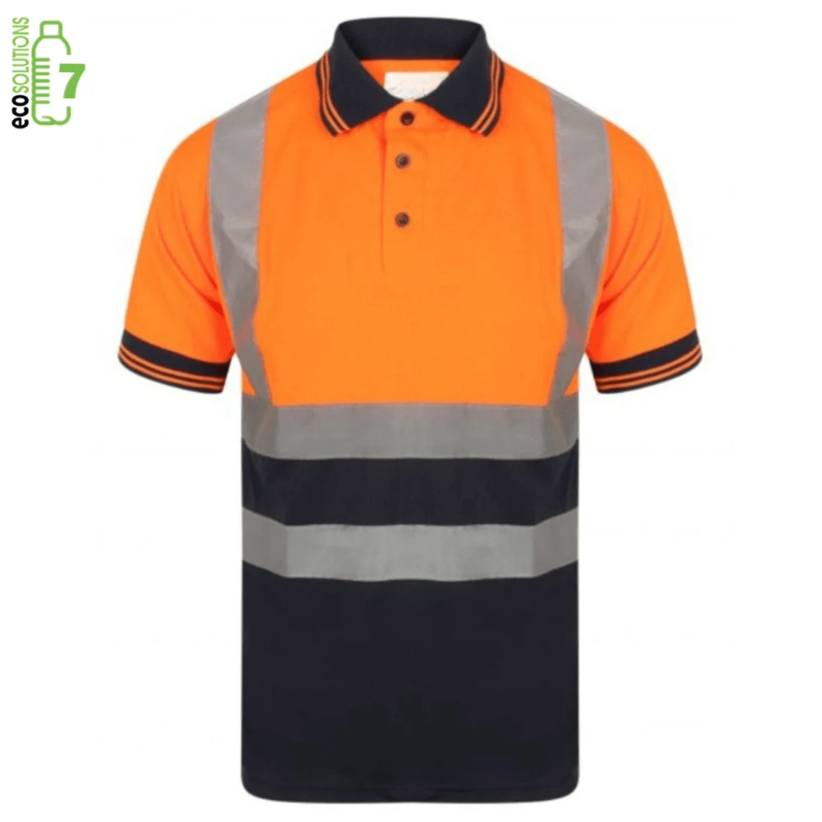 Recycled Class 2 Moist Wicking Color Block Reflective Safety Polo Shirt, custom uniform with logo imprint 1