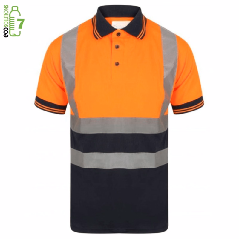 Recycled Class 2 Moist Wicking Color Block Reflective Safety Polo Shirt