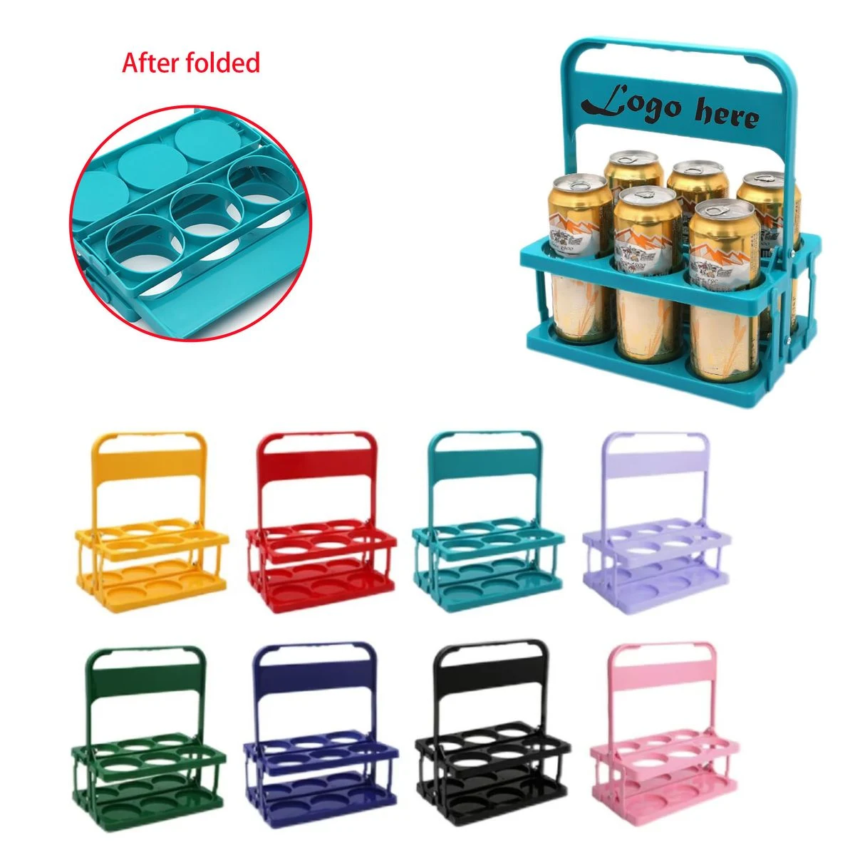 Collapsible Plastic Wine & Beer Bottle Carrier with Handle 1