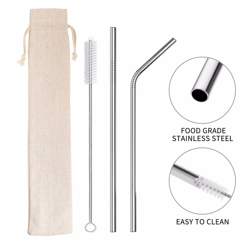 Reusable Drinking Steel Straws And Brush Suit