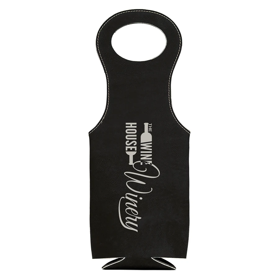Black/Silver Leatherette Wine Bag 1