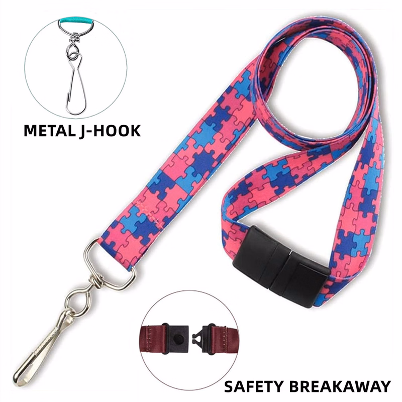 3/4" Dye Sublimation Lanyards w/ J-Hook and Safety Breakaway