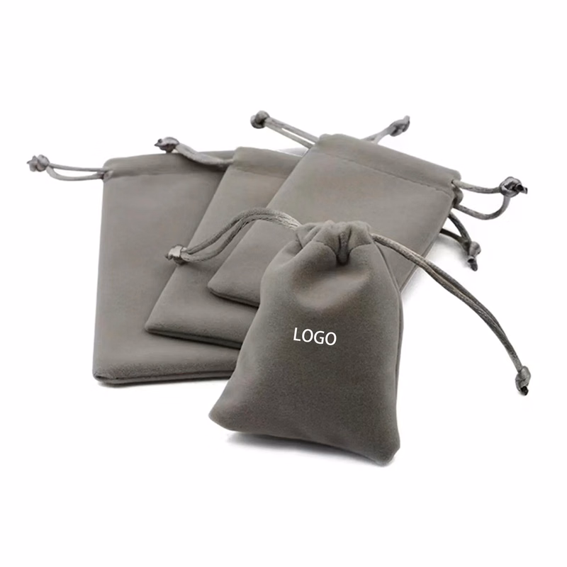 MOQ 200pcs Plush Drawstring Flat Mouth Storage Bag