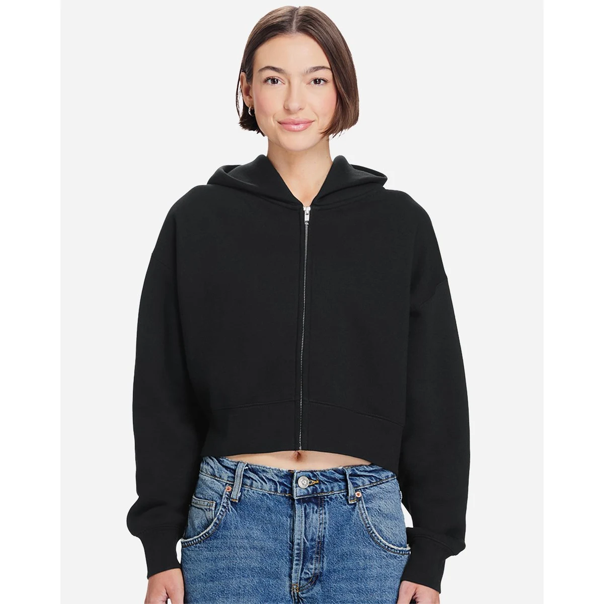 Women's Relaxed Cropped Full-Zip Hoodie Sweatshirt - LS88003, custom hoodie or sweatshirt with logo imprint 1