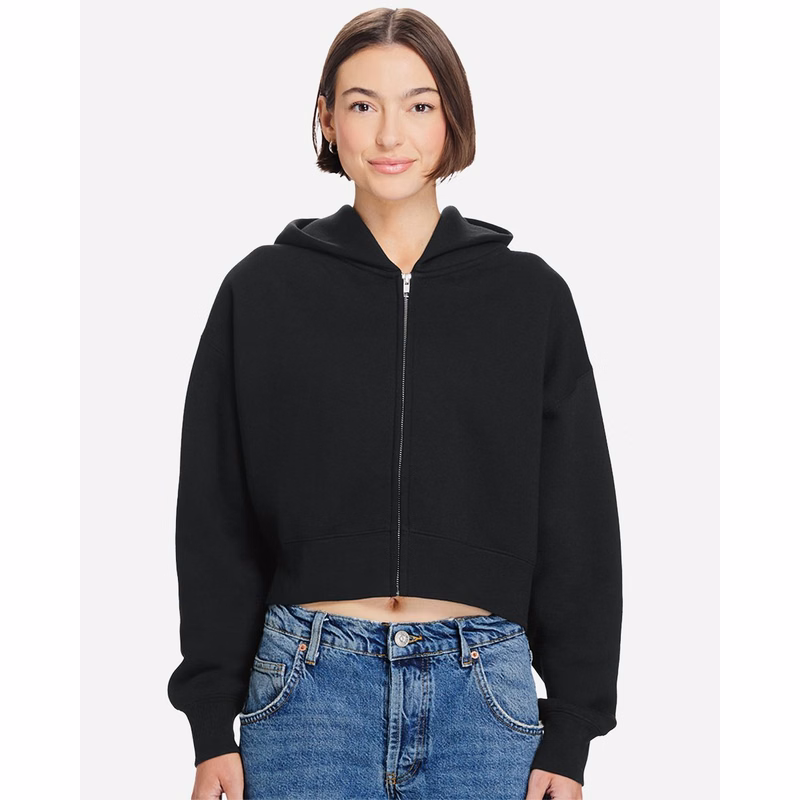 Women's Relaxed Cropped Full-Zip Hoodie Sweatshirt - LS88003