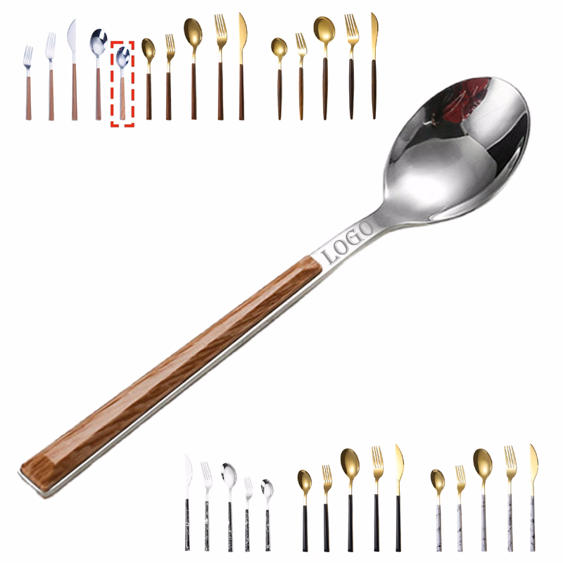 Wood-grain handle dinner spoon,available in tableware sets.