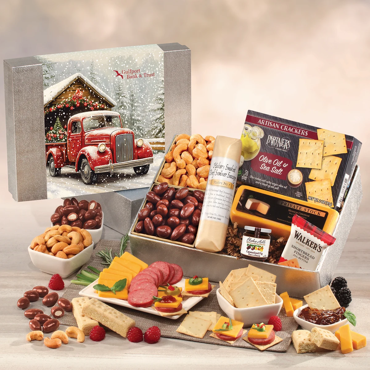 Snacking Smorgasbord with Red Truck on Bridge Sleeve 1