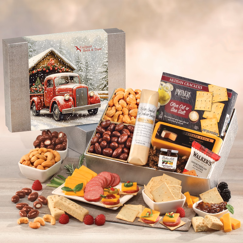 Snacking Smorgasbord with Red Truck on Bridge Sleeve